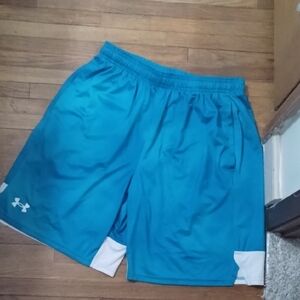 Under Armour Men's Teal and White Athletic Shorts